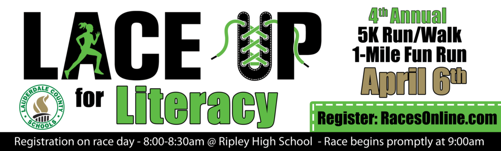 Lace Up for Literacy 5K Walk/Run - Saturday, April 6, 2019